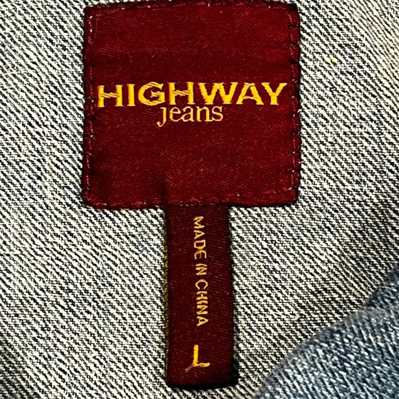 Highway Jeans Denim Jacket Button Up Zip Pockets Trucker Women's Large - Picture 4 of 11